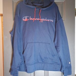 Champion Athletic Red & Blue Ombre Graphic Hoodie Men's XL Pullover Sweater EUC